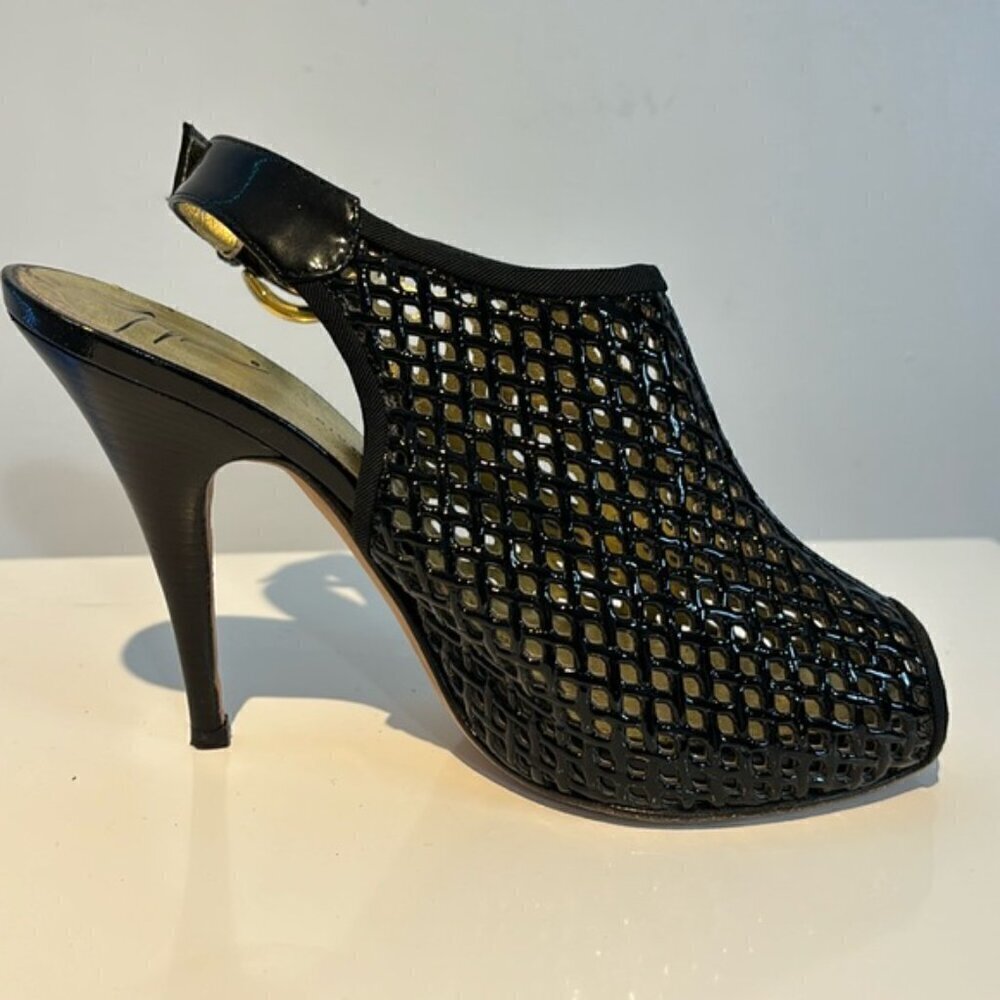 Giuseppe Zanotti Black Hidden Platform Stiletto peep toe Sandals Size 6.5